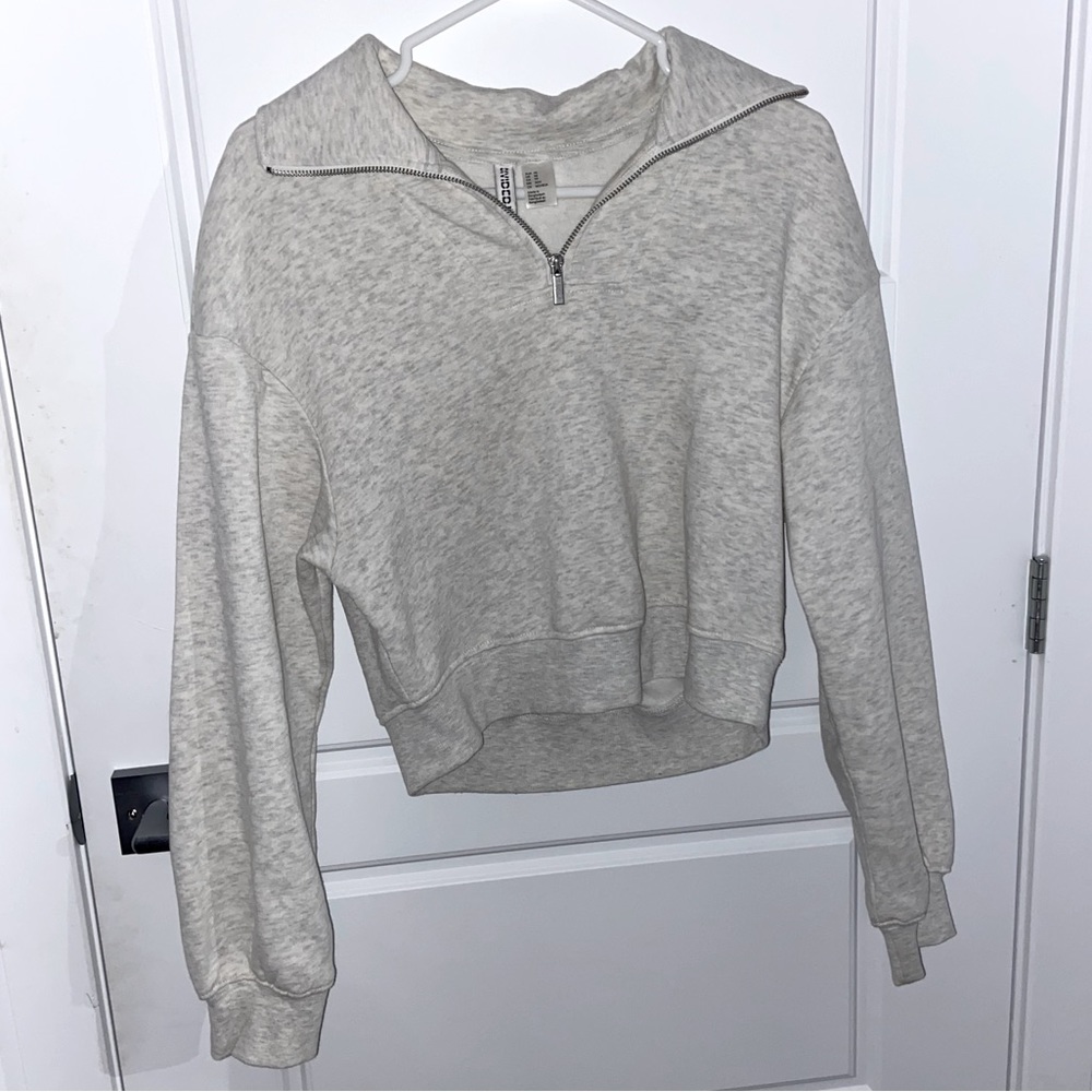 2/$50 Divided H&M Zipper Grey Crewneck with Collar